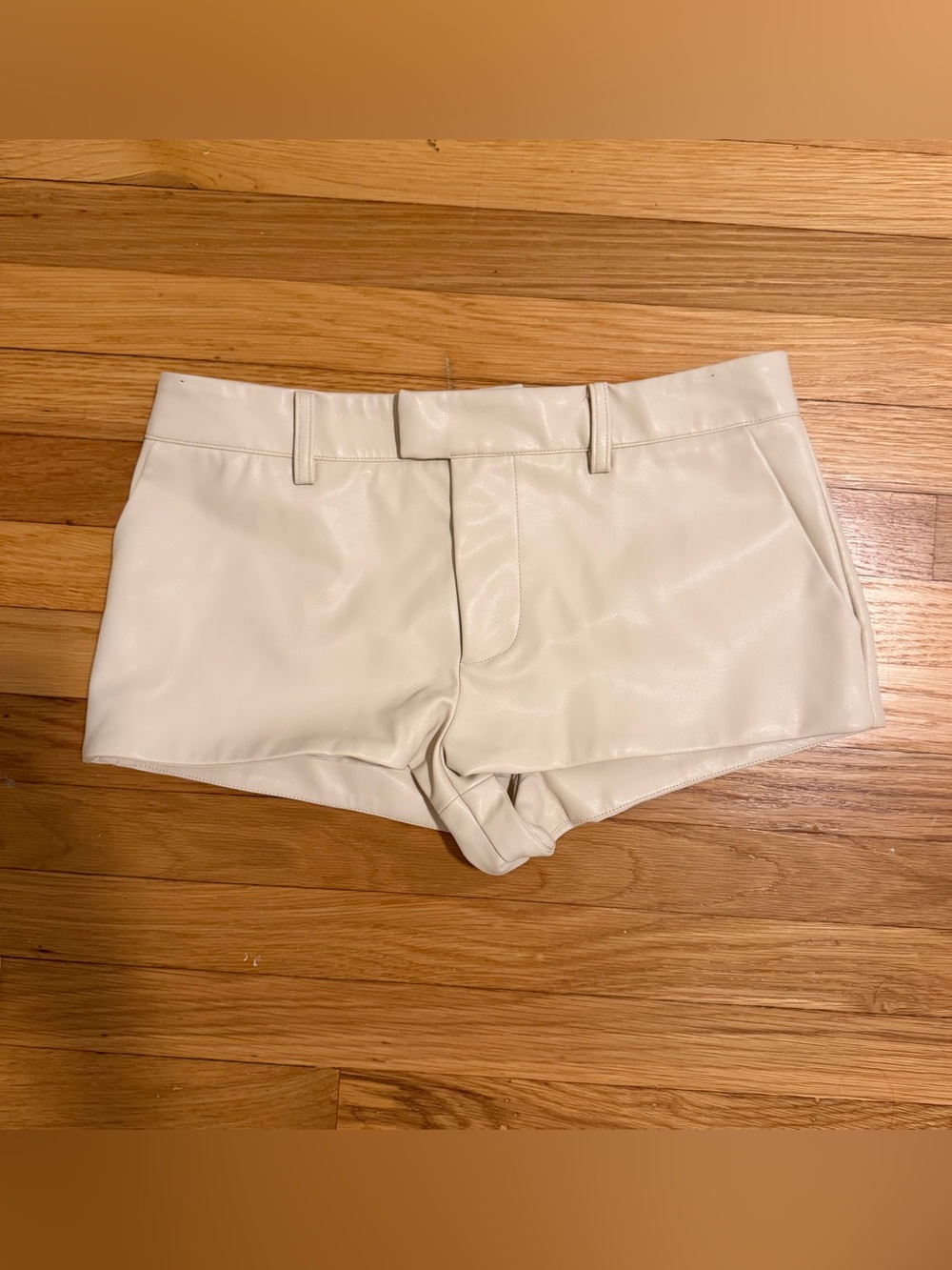 Lovers and Friends Olivia Faux Leather Shorts in Bone XS